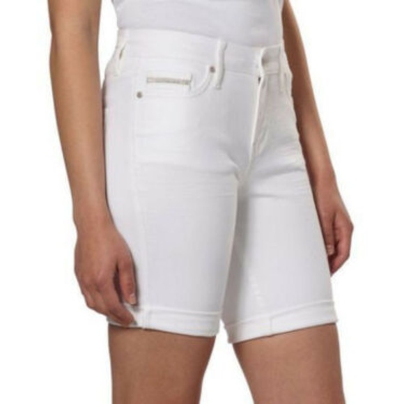 Calvin Klein Jeans White Denim Bermuda Shorts - Picture 2 of 4